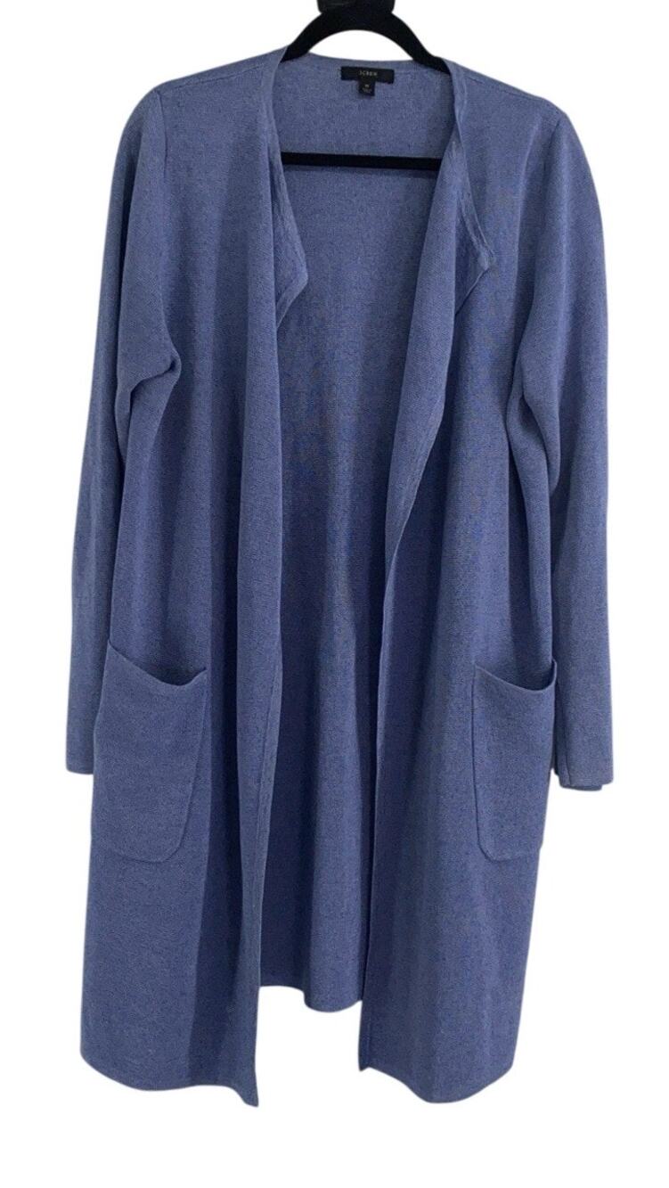 J.Crew Open-Front Lightweight Long Cardigan Periwinkle Blue Medium